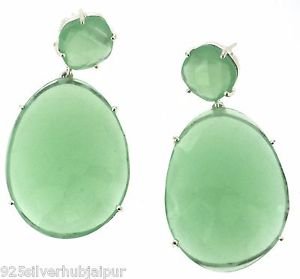 925 SOLID STERLING SILVER GREEN ONYX HANDMADE DANGLE EARRING