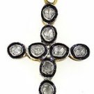 925 SILVER 0.45 CTS NATURAL DIAMOND POLKI AMAZING CHRISTIAN CROSS PENDANT