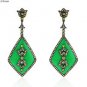 925 SOLID STERLING SILVER LABMADE EMERALD GEMSTONE SQUARE EARRING