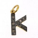 925 STERLING SILVER HANDMADE ALPHABET K CHARM PENDANT 0.09 CT NATURAL DIAMOND