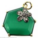 925 SILVER 0.10CTS PAVE DIAMOND 14.90CT GREEN ONYX FANCY HANDMADE PENDANT CHARMS