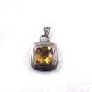 925 SILVER 14KT GOLD 5.75 CHEQURE CUT CITRINE AWESOME BEAUTIFUL HERITAGE PENDANT
