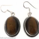 925 SOLID STERLING SILVER TIGER EYE OVAL HANDMADE  EARRING