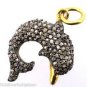 925 SILVER 0.83CT ROSE CUT DIAMOND HANDMADE VINTAGE ANTIQUE FLOWER CHARM PENDANT