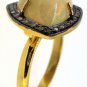 925 SILVER 0.45 CT PAVE DIAMOND 3.95CT NATURAL OPAL GEMSTONE HANDMADE RING US 7