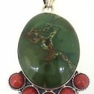 925 SOLID STERLING SILVER HANDMADE JASPER LABAMDE RED GEMSTONE PENDANT VINTAGE