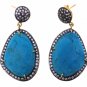 925 STERLING SILVER TURQUOISE GEMSTONE CZ HANDMADE DROP DANGLER EARRING