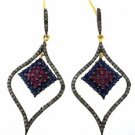 925 STERLING SILVER 0.75 CW PAVE DIAMOND 1.60 CW LAB MADE STONE HANDMADE EARRING
