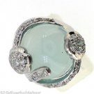 925 SOLID STERLING SILVER HANDMADE RING CHALCEDONY GEMSTONE AND CZ SIZE 5.75