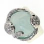 925 SOLID STERLING SILVER HANDMADE RING CHALCEDONY GEMSTONE AND CZ SIZE 5.75