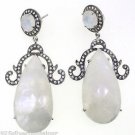 925 SOLID STERLING SILVER WHITE RAINBOW GEMSTONE CZ HANDMADE DANGLER EARRING