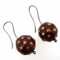 925 STERLING SILVER SINGLE CUT DIAMOND 0.90 CTS MAROON ENAMELED ROUND EARRING