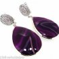 925 STERLING SILVER CZ RED AGATE HANDMADE DANGLE OMEGA BACK EARRING