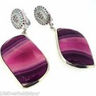 925 SOLID STERLING SILVER LABMADE PINK GEMSTONE & CZ HANDMADE EARRING