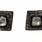 925 STERLING SILVER 0.40 CTS SINGLE CUT 0.13 CTS DIAMOND POLKI FANCY SHAPE STUD