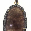 925 SOLID STERLING SILVER HANDMADE PENDANT 20.05 SAPPHIRE 0.35 NATURAL DIAMOND