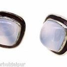 VINTAGE VICTORIAN 14.80 CT CHALCEDONY GEMSTONE HANDMADE ENAMELED CUFF LINK 16MM