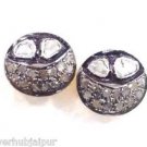 925 STERLING SILVER 0.35 CTS SINGLE CUT 0.15 CTS POLKI BEAUTIFUL OVAL SHAPE STUD