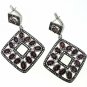 925 SOLID STERLING SILVER LABMADE GARNET GEMSTONE SQUARE EARRING