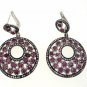 925 SOLID STERLING SILVER LABMADE RUBY GEMSTONE ROUND EARRING