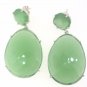 925 SOLID STERLING SILVER GREEN PREHNITE GEMSTONE HANDMADE DANGLER EARRING
