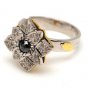 925 SILVER 0.03 CTS ROSE CUT DIAMOND HANDMADE ROSE COLOR FLOWER RING US 8.25