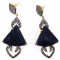 925 STERLING SILVER SODOLITE GEMSTONE CZ HANDMADE DROP DANGLER EARRING