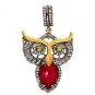 925 SILVER 0.20 CW ROSE CUT DIAMOND 0.06 LAB CREATED BLUE SAPPHIRE OWL PENDANT