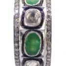SILVER 7 US 0.55 CTS DIAMOND 0.80 CTS DIAMOND POLKI 2 CTS EMERALD ETERNAL BAND