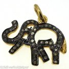 925 SILVER 0.30 CT ROSE CUT DIAMOND HANDMADE CUTE ELEPHANT CHARM PENDANT
