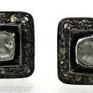 925 SILVER 0.35 PAVE DIAMONDS 0.15 POLKI DIAMOND HANDMADE SQUARE SHAPE STUD