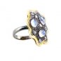 925 SILVER 0.03 CTS ROSE CUT DIAMOND HANDMADE VINTAGE ROYAL FLOWER RING US 8
