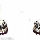 925 SOLID STERLING SILVER EARRING LAB MADE RUBY AND PINK SAPPHIRE HANDMADE