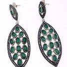 925 SOLID STERLING SILVER LABMADE EMERALD GEMSTONE MARQUISE EARRING