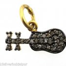 925 SILVER 0.25 CTS ROSE CUT STUDDED CUTE SMALL  GUITAR CHARM