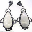925 SOLID STERLING SILVER WHITE RAINBOW GEMSTONE CZ HANDMADE DROP DANGLE EARRING