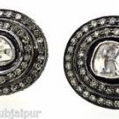 925 SILVER 14KT GOLD 1.10 CTS SINGLE CUT DIAMOND 0.30 DIAMOND POLKI EARRING STUD