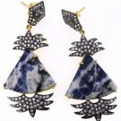 925 SOLID STERLING SILVER SODALITE GEMTSONE  HANDMADE DROP DANGLE EARRING