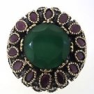 925 SOLID SILVER BRONZE HANDMADE TURKISH RING LABMADE EMERALD RUBY CZ SIZE 8
