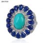 925 SOLID SILVER BRONZE HANDMADE TURKISH RING LABMADE EMERALD RUBY CZ SIZE 8