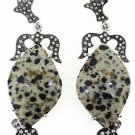 925 SOLID STERLING SILVER OCEAN JASPER CZ HANDMADE DANGLE EARRING