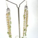 925 SOLID STERLING SILVER HANDMADE LABMADE PERIDOT CITRINE GEMSTONE LONG EARRING