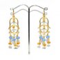925 SOLID STERLING SILVER HANDMADE LABMADE PERIDOT CITRINE GEMSTONE LONG EARRING