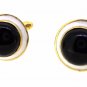 VINTAGE VICTORIAN 17.00 CT BLACK ONYX GEMSTONE HANDMADE ENAMELED CUFF LINK 16MM