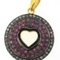 925 SILVER 0.25 CW PAVE DIAMOND 1.10 LAB MADE RUBY HANDMADE DEVIL EYE CHARM