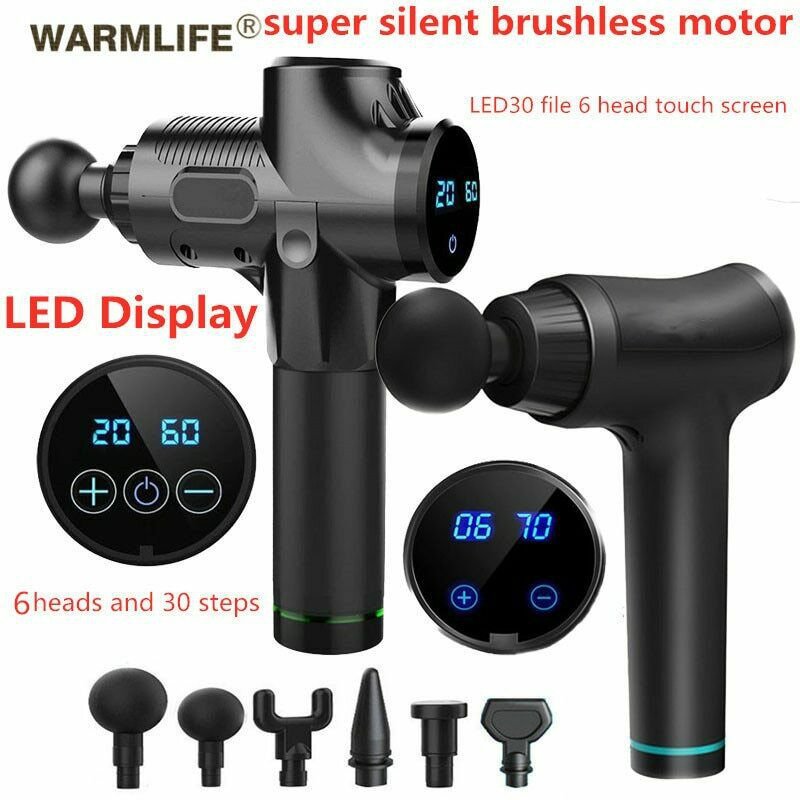 LED Massage Gun Cordless Rechargeable Muscle Stimulator Deep Tissue Massager