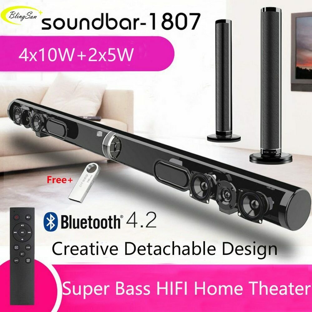 Wireless TV Soundbar Bluetooth Speaker Stylish Fabric Sound Bar Hifi 3D Stereo