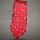 SALVATORE FERRAGAMO Mens Silk Neck Tie Cartoon Style Fish Red 3.5" Orange