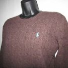 Ralph Lauren Sport Women's Pony Sweater Size Medium Chocolate 100% Lambs Wool M