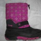 Girls KAMIK Snow Boots size 5 Pink Winter Slip on Velcro Strap Kids Sports Fit